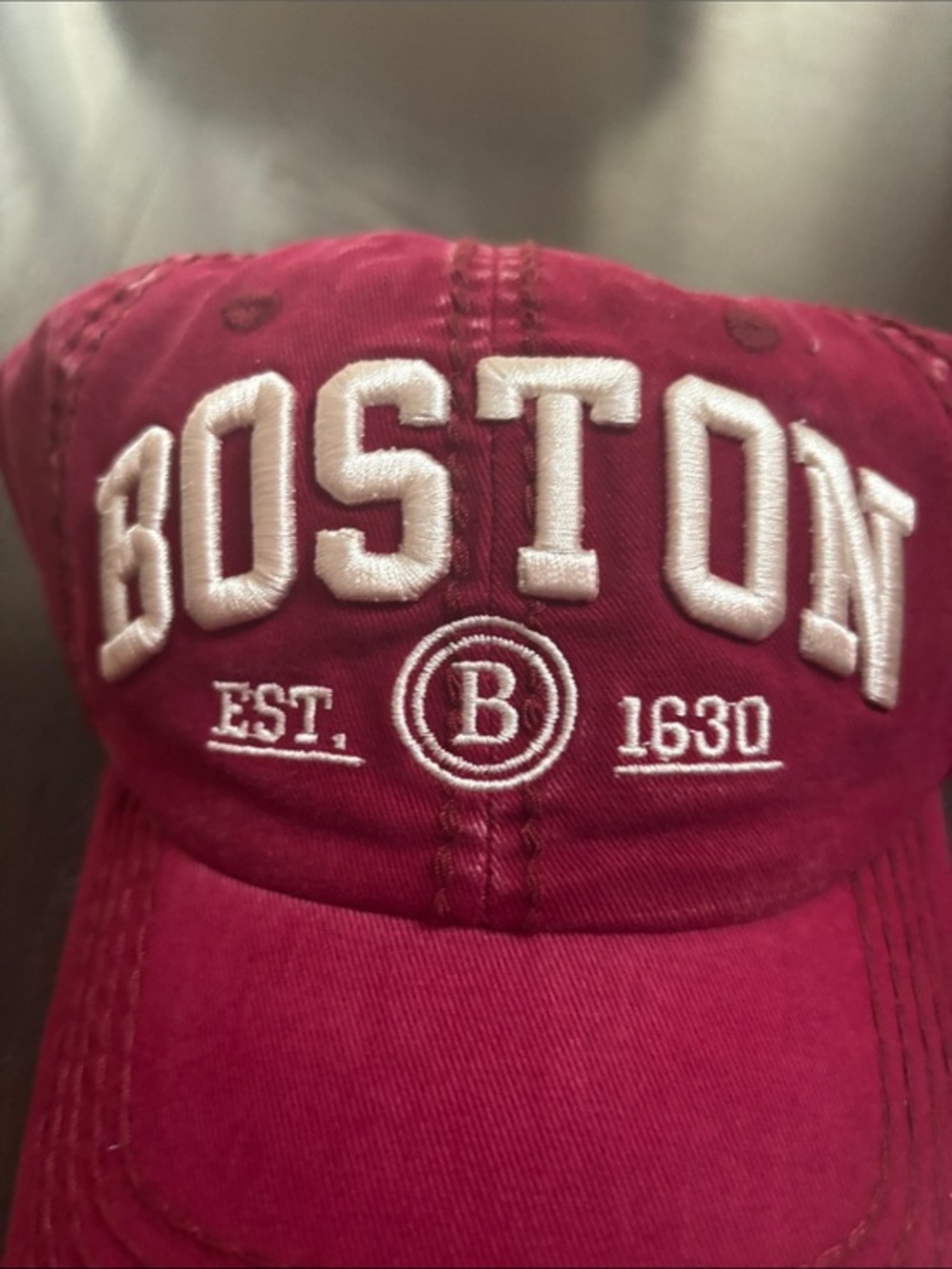 Robin Ruth Boston Embroidered Baseball Cap Red OS - Picture 7 of 10